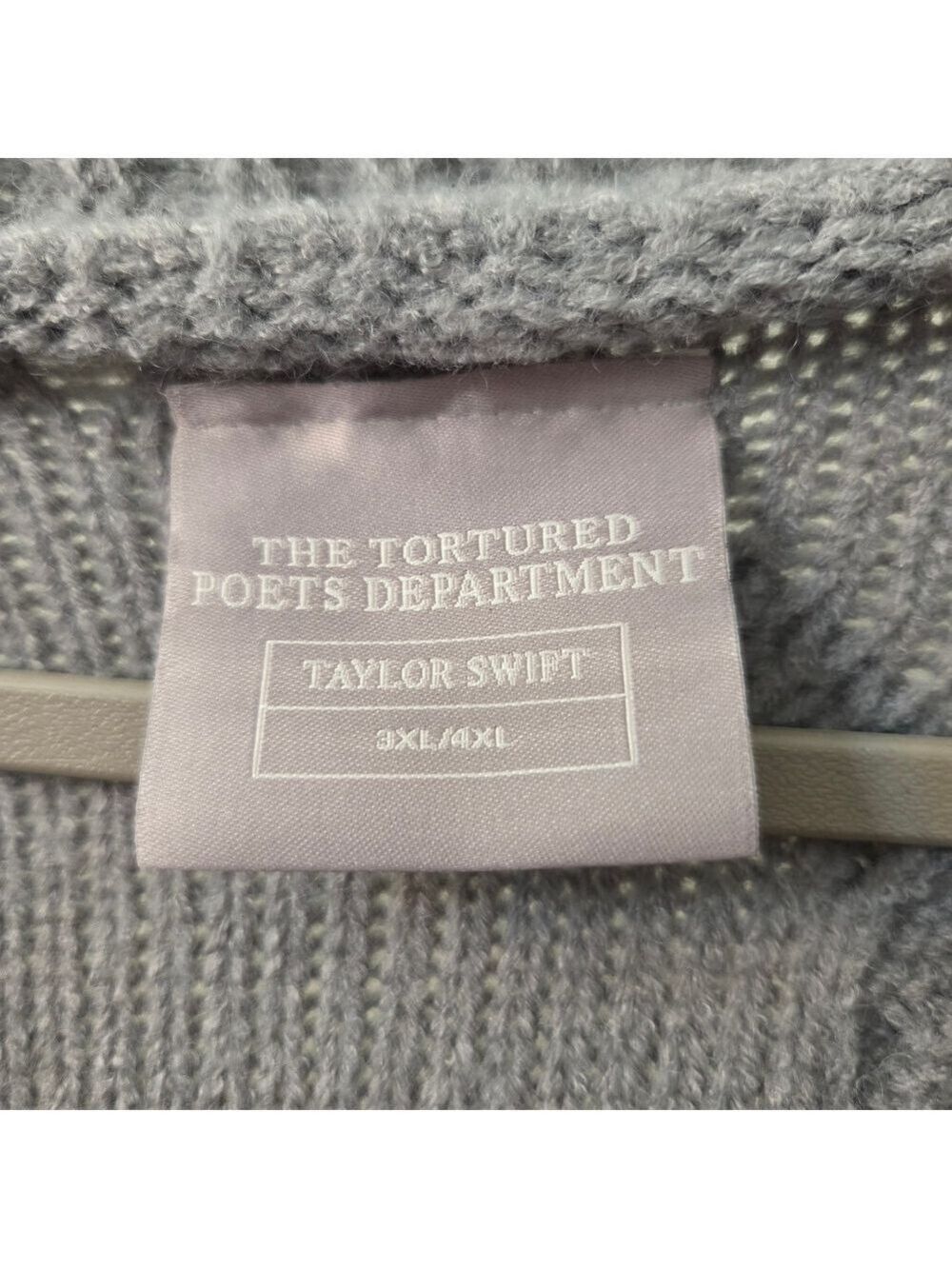 Taylor Swift Gray Cable Knit Cardigan The Tortured Poets Department 3XL 4XL - Picture 7 of 9